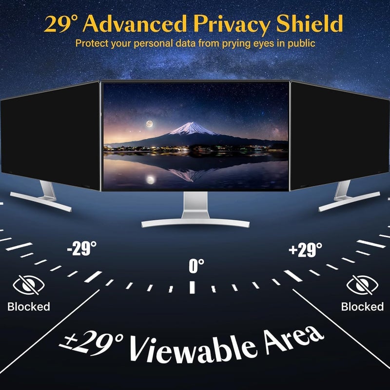 JEEETINTX Magnetic 23 Inch Privacy Screen for Computer Monitor 16:9 Widescreen Desktop PC, 23in Hanging Removable Anti Blue Light Glare Eye Protection Shield, Screen Protector Panel - Image 3